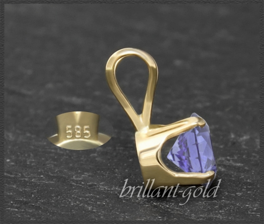 Anhänger 585 Gold Tansanit blau-violett 4,5,6,7mm